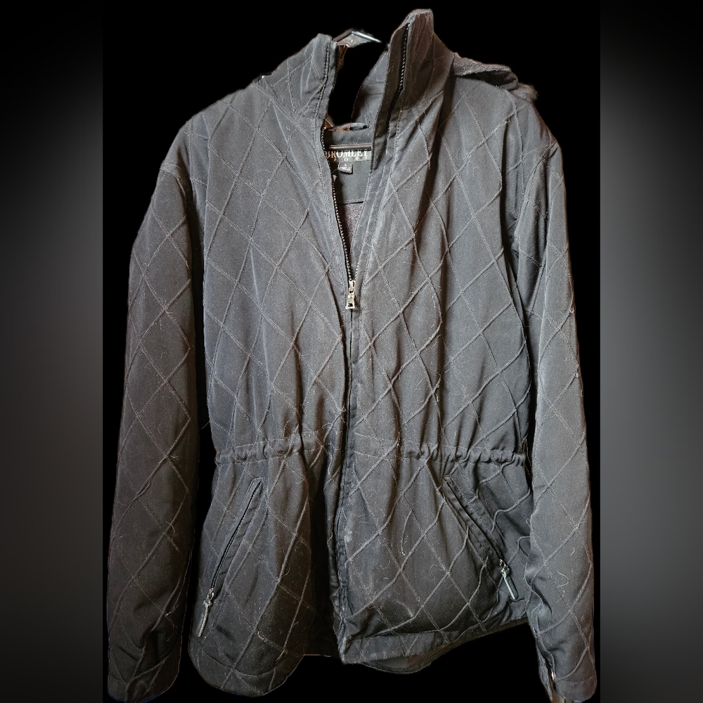 Bromley Sport Size Large Women's Black Winter Coat With Fur On A Removable Hood